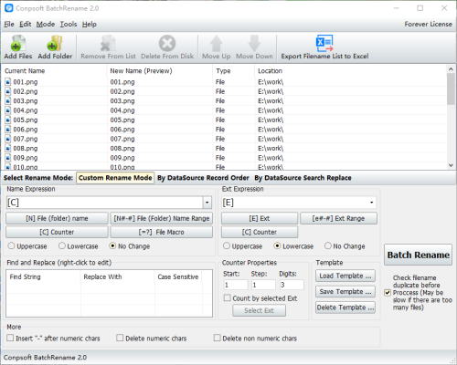 Conpsoft BatchRename主界面截图【图】